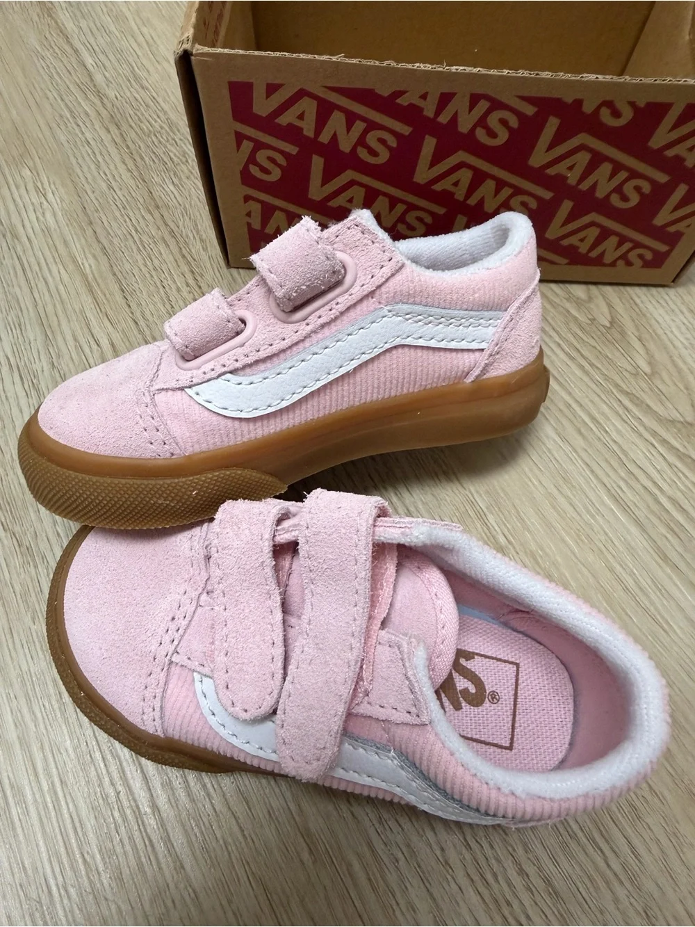 Vans Toddler Pink Canvas Low-Top Sneakers with Gum Sole